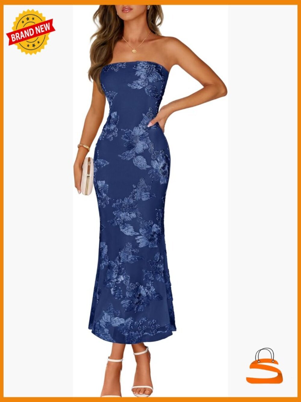 Strapless Floral Bodycon Maxi Dress Formal Cocktail Party